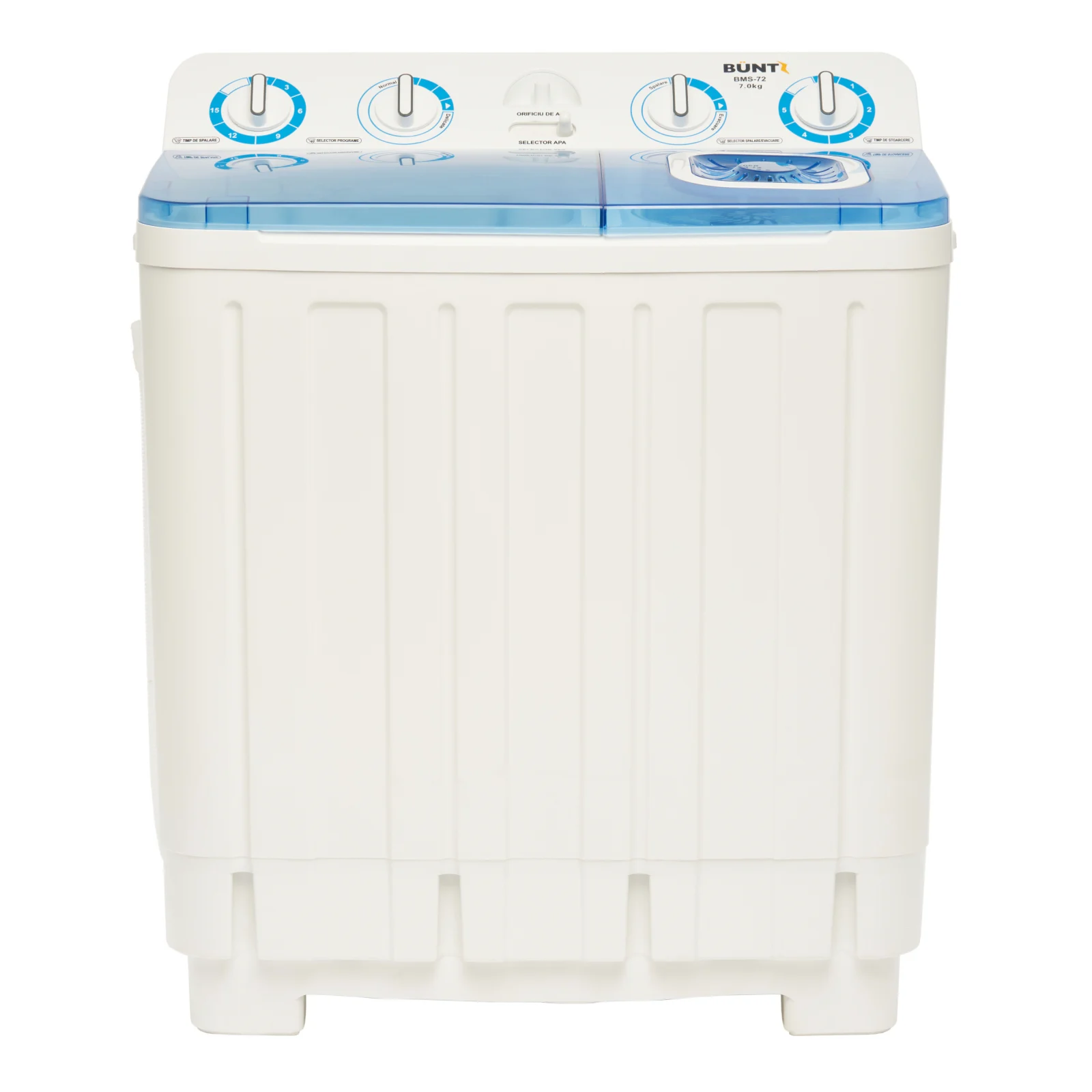 Masina de spalat semiautomata Büntz BMS-72, 7 Kg, Capacitate rufe stoarcere 5Kg, 330 W, Alb/Albastru [4]
