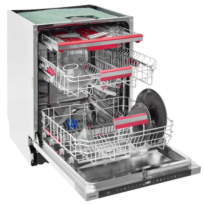 Masina de spalat vase complet incorporabila Toshiba, 60 cm, 15 seturi, clasa C, Display Touch control, AquaStop, Filtru AntiBacterian, 7 programe, 3 functii [2]