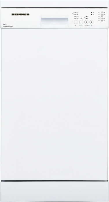 Masina de spalat vase Heinner HDW-FS4505WE++, 10 Seturi, 5 programe, Clasa E, Half load, Aquastop, 45 cm, Alb [2]