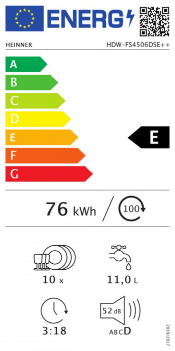 Mașină de Spălat Vase Heinner HDW-FS4506DSE++ - 10 Seturi, 6 Programe, Clasă Energetică E, Funcție Încărcare la Jumătate, Aquastop, Argintiu [6]