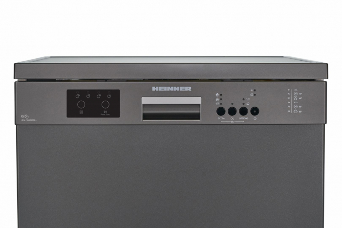 Masina de spalat vase HEINNER HDW-FS6006DGE++, 12 Seturi, 6 programe, Clasa E, Half load, Aquastop, 60 cm, Antracit [3]