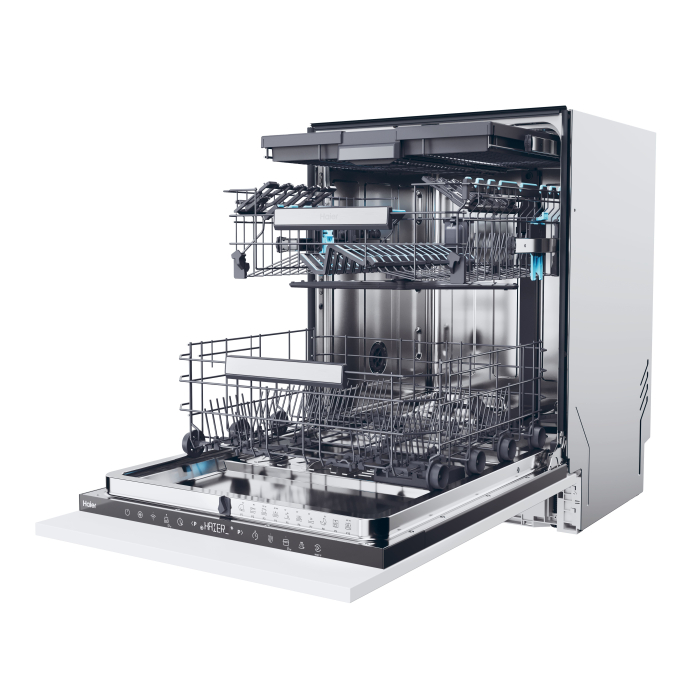 Masina de spalat vase incorporabila Haier, 16 seturi, 10 programe de baza + Wifi + programe suplimentare din aplicatie hOn, Incarcare 50%, Info lumina podea, Filtre antibacteriene, Total water block,  [3]