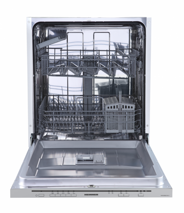 Masina de spalat vase incorporabila Heinner HDW-BIM60514E++, 14 seturi, Control electronic, Aquastop, Display silver, Clasa E, 60 cm [1]