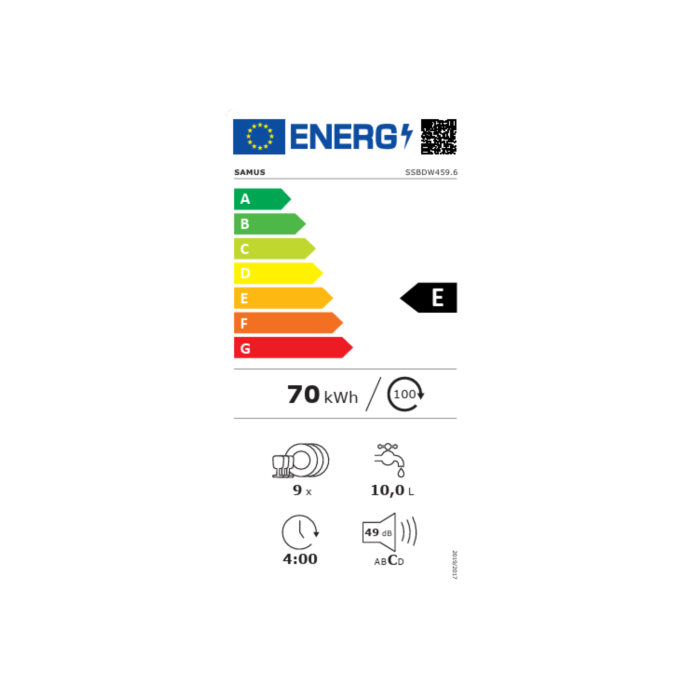 Masina de spalat vase semi-incorporabila Samus SSBDW459.6, Latime 45 cm, 9 Seturi, 6 Programe, Afisaj Led [6]