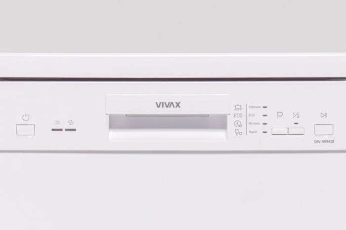 Masina de spalat vase slim VIVAX DW-45942B, 9 Seturi, 4 Programe, Clasa E, Eco, Doua cosuri, Spalare 360°, Intensiv, Quick Wash, Half load, Control electronic cu iluminare LED [3]
