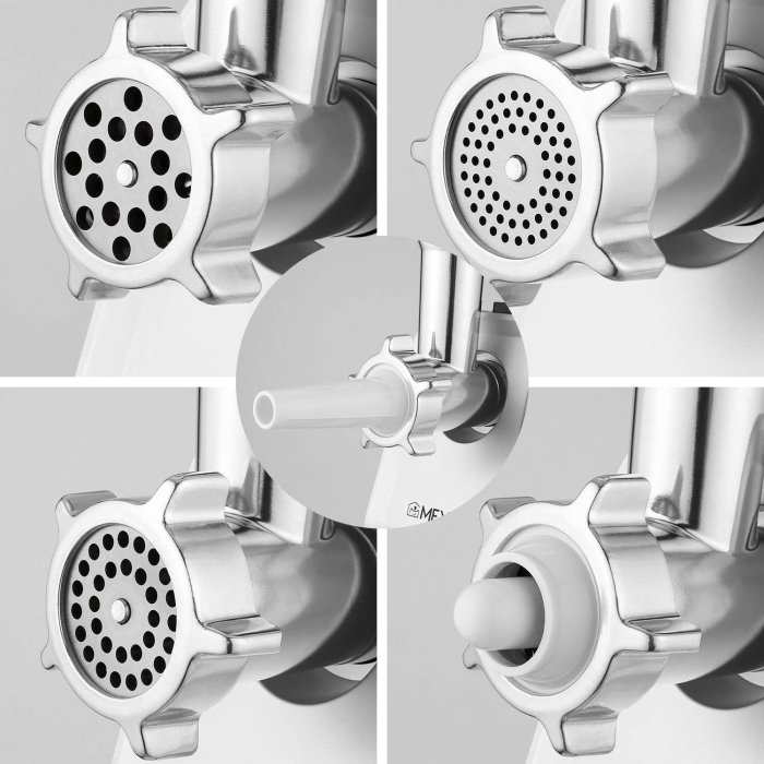 Masina de tocat Albatros MTA1510R, 1500 W (motor 500 W), 1.8 kg/min, 3 site inox (3/5/7 mm), accesorii cârnați, kibbe și separator de roșii, culoare roșie [6]