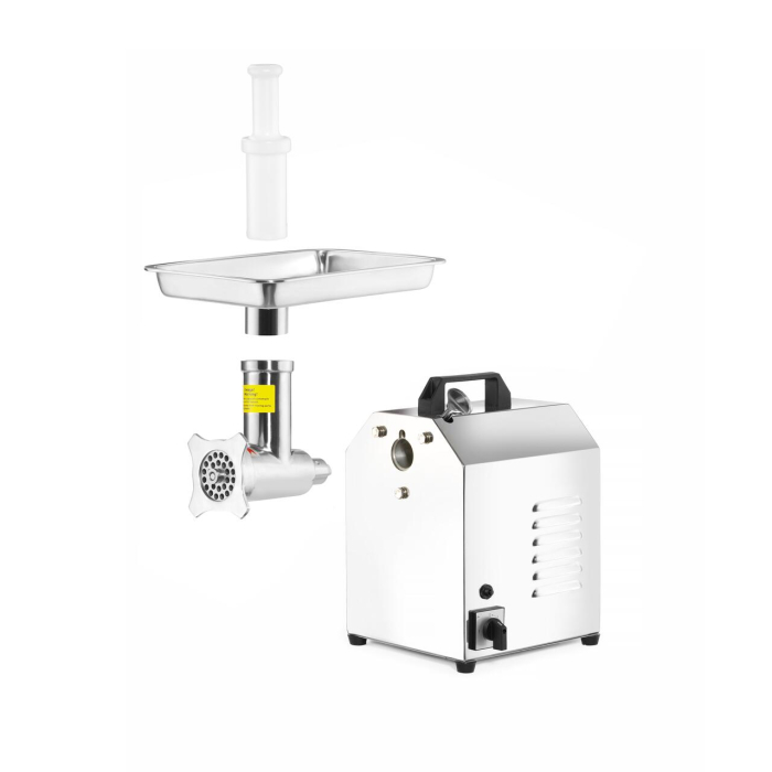 Mașină de tocat carne profesională, din inox 304 (18/10), putere maximă 550 W, capacitate 150 kg/h, funcție Reverse, 2 site inox, accesorii pentru cârnați, protecție la suprasarcină, 24,5 kg [2]