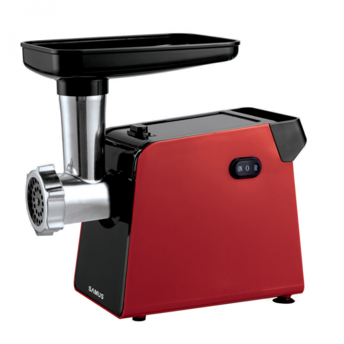 Masina de tocat carne Samus SMT-1210RED, functie Reverse, 1.5 kg/min,3 site metalice,  accesoriu suc rosii, Rosie [5]