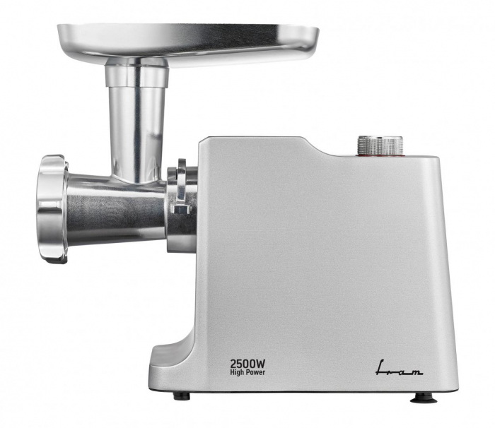 Masina de tocat FRAM FMG-2500X, 2500 W, capacitate de tocare: ≥ 2 kg/min, accesorii pentru rosii si carnati, 2 site de taiere, 2 viteze + functie Reverse, Aluminiu [2]