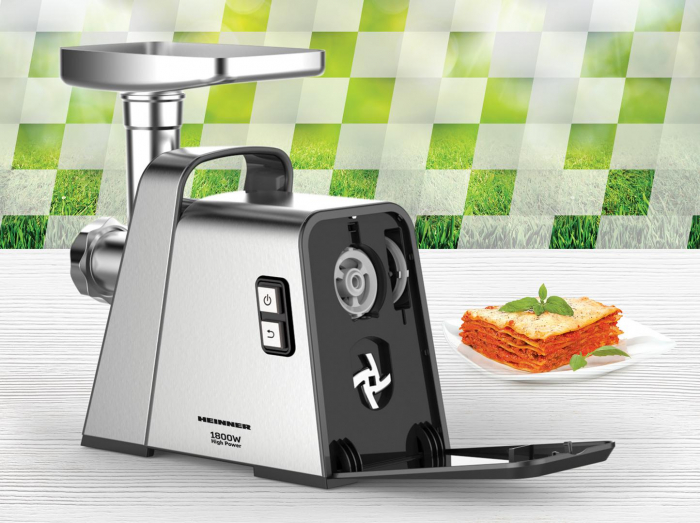Masina de tocat Heinner HighPro 1800 MG-Y1800X, 1800W, 3 site de taiere, accesoriu de rosii si carnati, Argintiu [3]