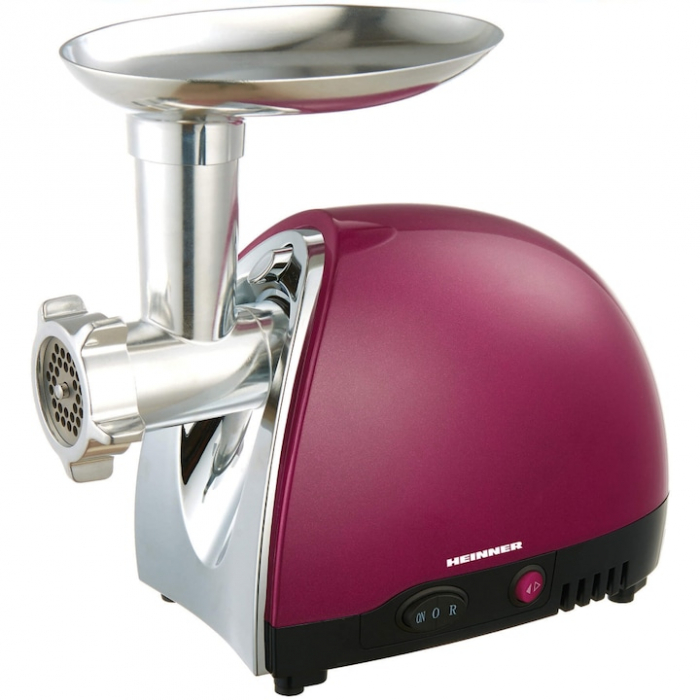 Masina de tocat Heinner MG1500TA-BG, 1600 W, Accesoriu pentru rosii si carnati, Cutit inox, Visiniu sidefat [4]