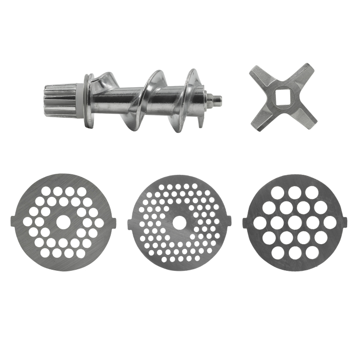 Mașină de tocat carne Samus SMT2200X, 2200 W, 3 site (3/5/7 mm), funcție revers, accesorii cârnați și kibbe, separator de roșii, Negru/Inox [9]