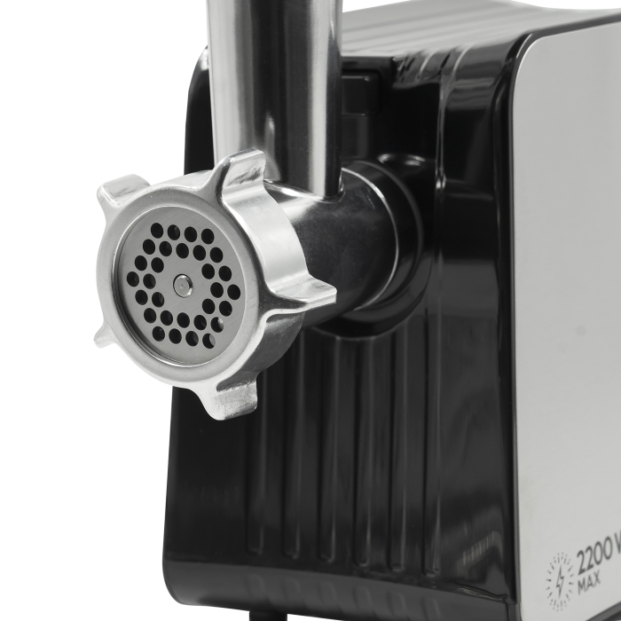 Mașină de tocat carne Samus SMT2200X, 2200 W, 3 site (3/5/7 mm), funcție revers, accesorii cârnați și kibbe, separator de roșii, Negru/Inox [5]