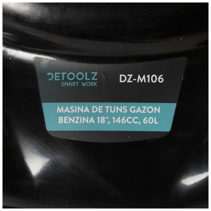 Masina de tuns gazonul pe benzina, cu autopropulsie, 4 T, 2.6 kW - 3.5 cp, 7 trepte de inaltime, punte 18", 146CC, cos 60L, Detoolz DZ-M106 [10]