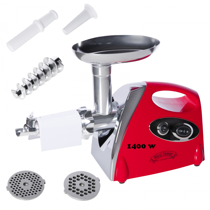 Masina electrica de tocat carne,1400W MGR, accesorii rosii, carnati, chiftele, Micul Fermier GF-0417-S001-G02 [1]