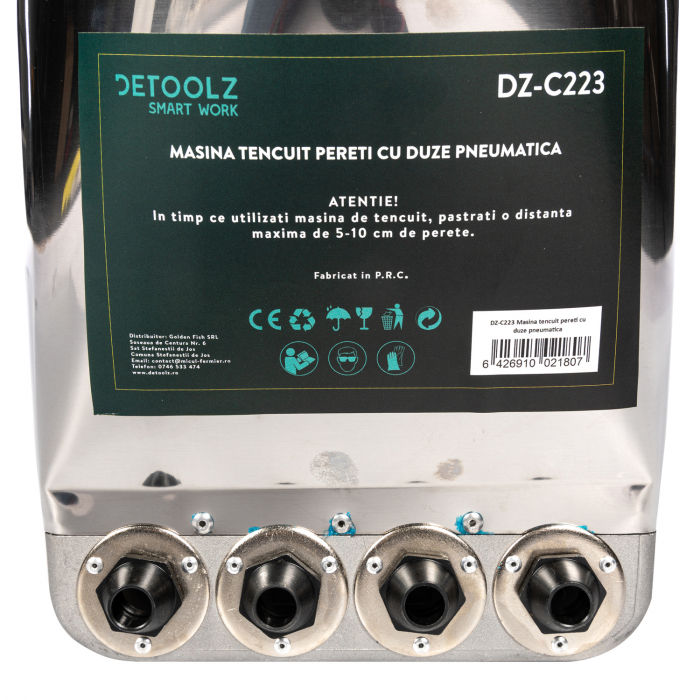 Masina de tencuit DETOOLZ, pneumatica din inox model premium cu duze, DZ-C223 [12]