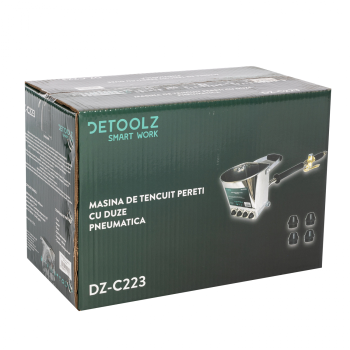 Masina de tencuit DETOOLZ, pneumatica din inox model premium cu duze, DZ-C223 [13]