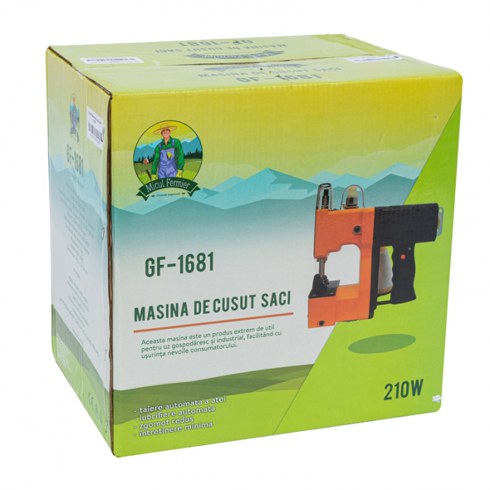 PACHET - Masina Profesionala Pentru Cusut Saci Rafie, Hartie, Panza-Plastic 210w taiere automata, Micul Fermier GF-1681 + 10 Mosoare ata pentru masina de cusut saci [4]
