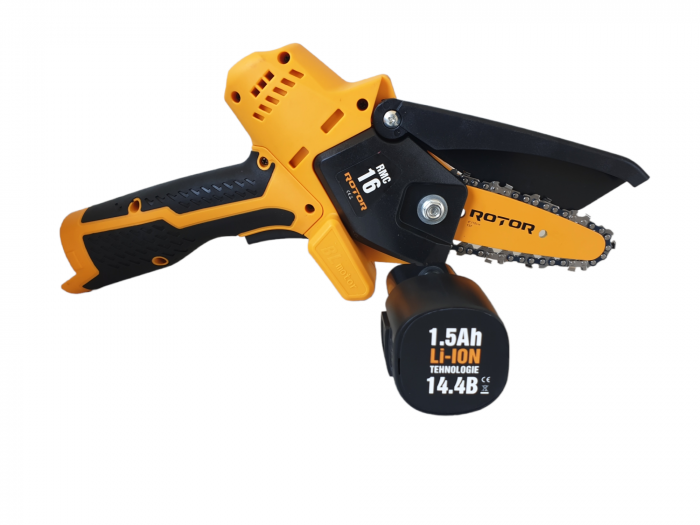 Mini fierastrau cu lant pe acumulator Rotor RMC16, 16V, 1.5mAh, Turatie 4800RPM, Lama 10cm [2]