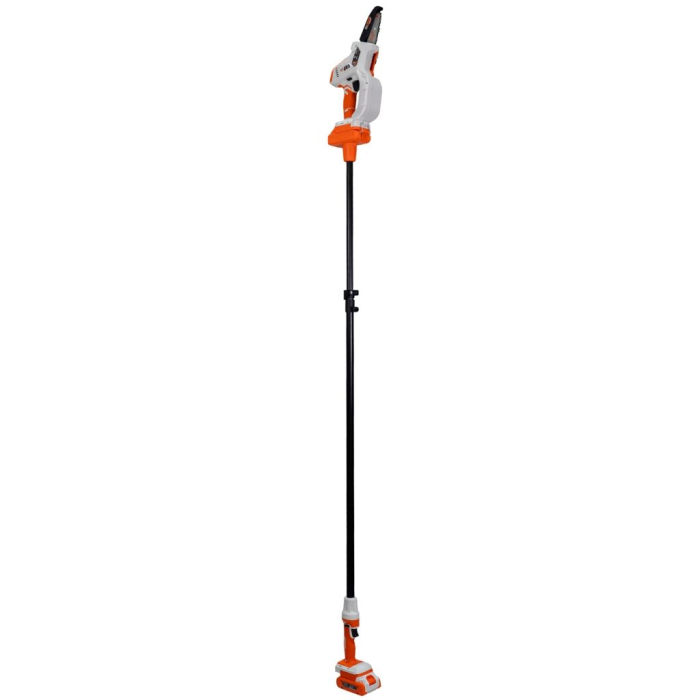 Mini motoferăstrău telescopic RURIS 1424e, 20V, șină 100 mm, braț extensibil 129-170 cm, motor electric cu perii, 2.5 kg [16]