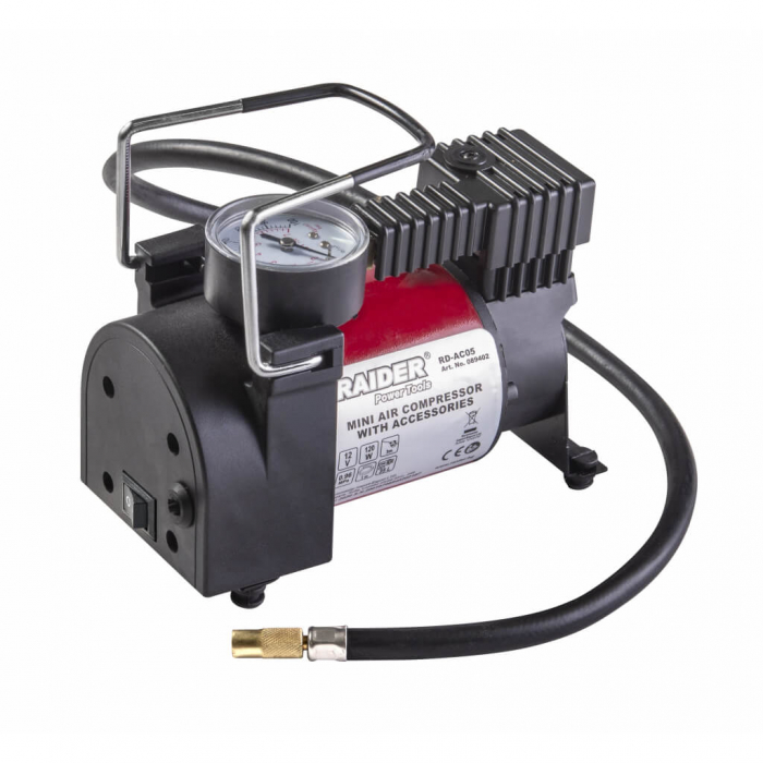 Minicompresor auto 12V DC 120W 35L/min, cu accesorii RD-AC05 Raider Power Tools [1]