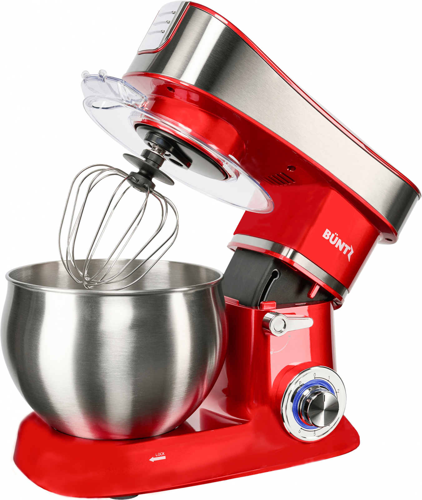 Robot de bucătărie Buntz BMP-1500RD, 1500 W, bol inox 6 L, 6 viteze, funcție Pulse, tocător și blender, roșu [6]