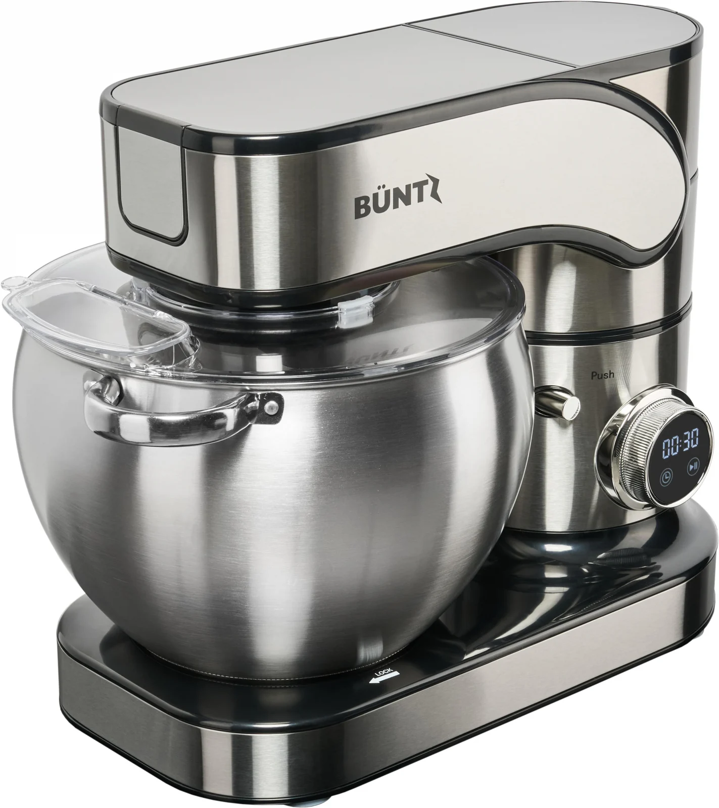 Mixer cu bol BÜNTZ, 10L, 2000W, 6 trepte viteză, funcții de frământare, tocare și mixare, bol inox, sistem siguranță, Gri [4]