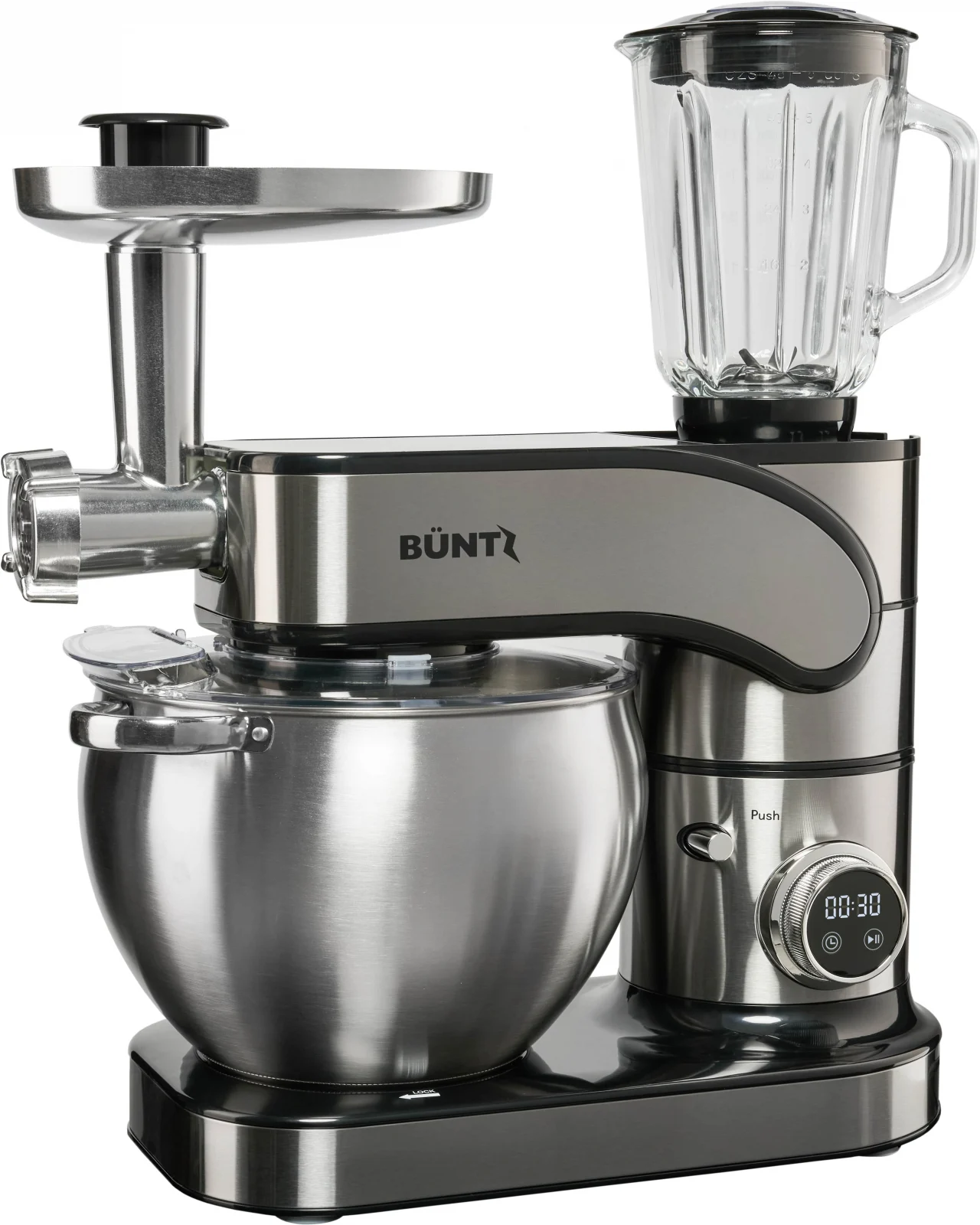 Mixer cu bol BÜNTZ, 10L, 2000W, 6 trepte viteză, funcții de frământare, tocare și mixare, bol inox, sistem siguranță, Gri [6]