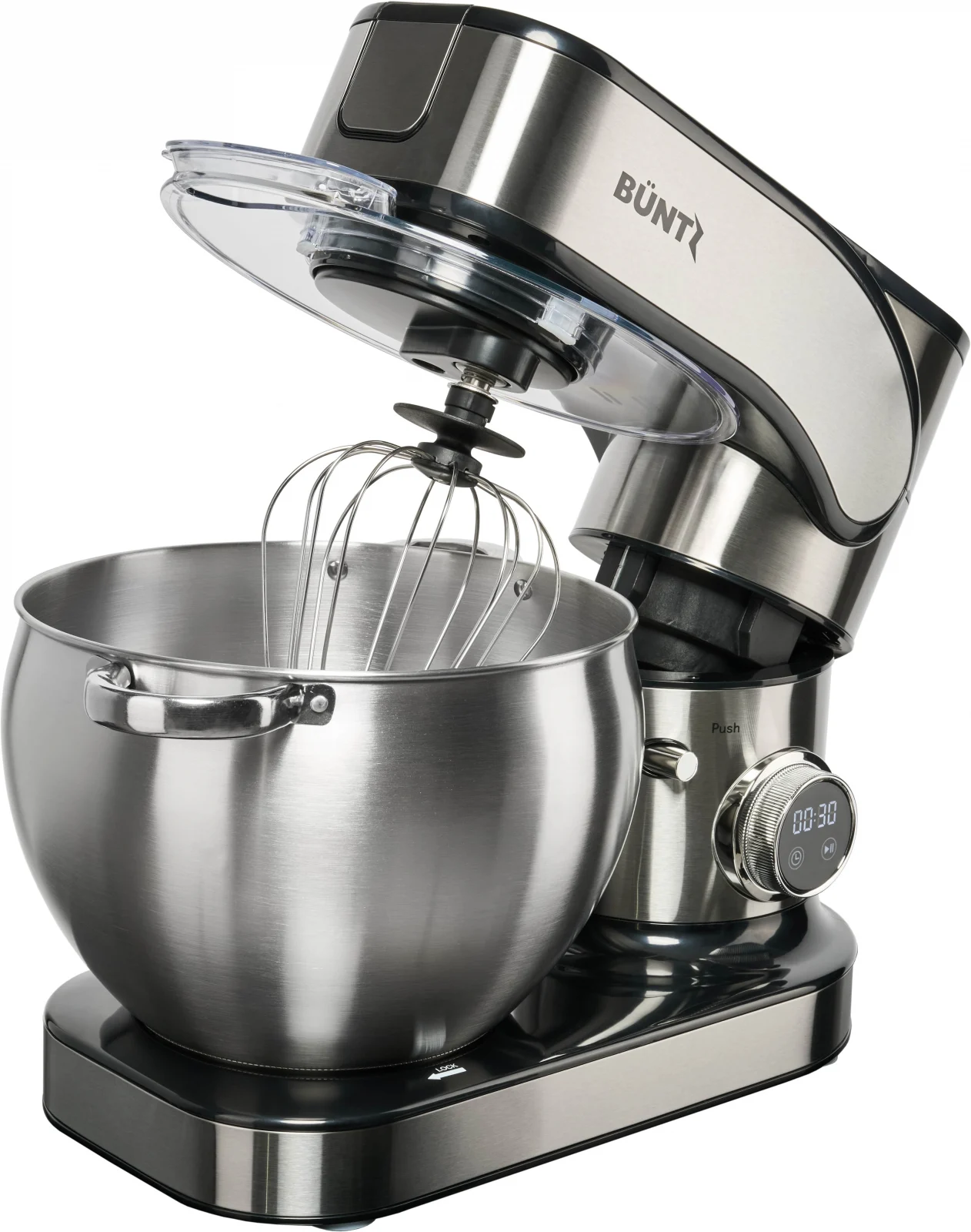 Mixer cu bol BÜNTZ, 10L, 2000W, 6 trepte viteză, funcții de frământare, tocare și mixare, bol inox, sistem siguranță, Gri [5]