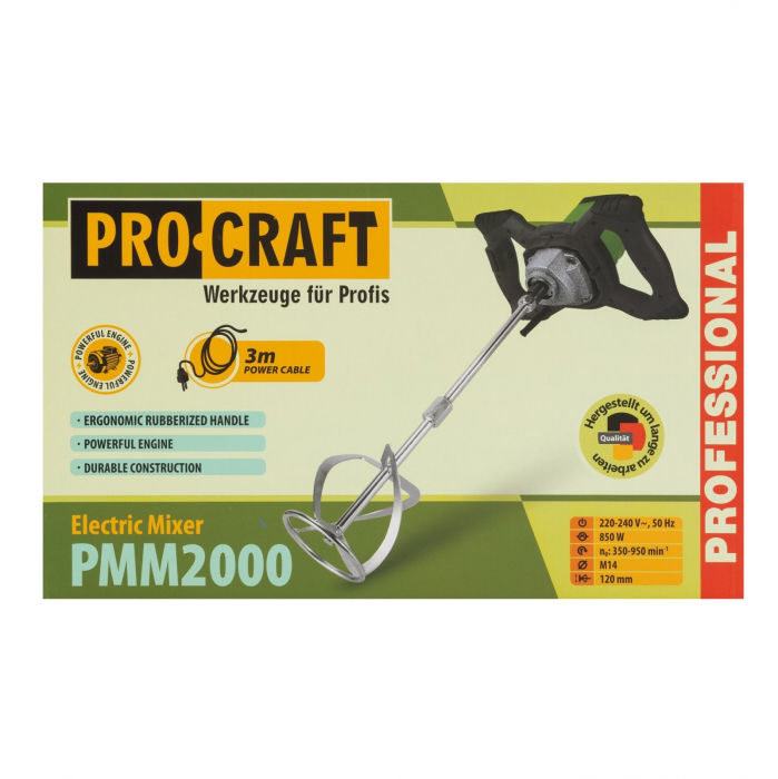 Mixer electric PROCRAFT PMM2000 pentru materiale constructii, 850 W, 650 RPM [3]