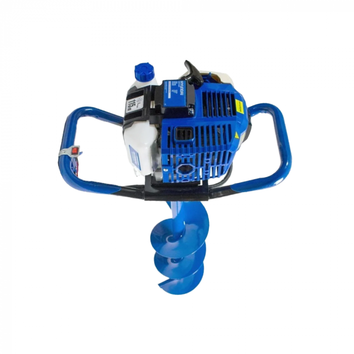 Motoburghiu Hyundai HY-EA520, putere 2.2 cp, 7500 rot/min, contine 3 burghii 100, 150 și 200 mm [6]