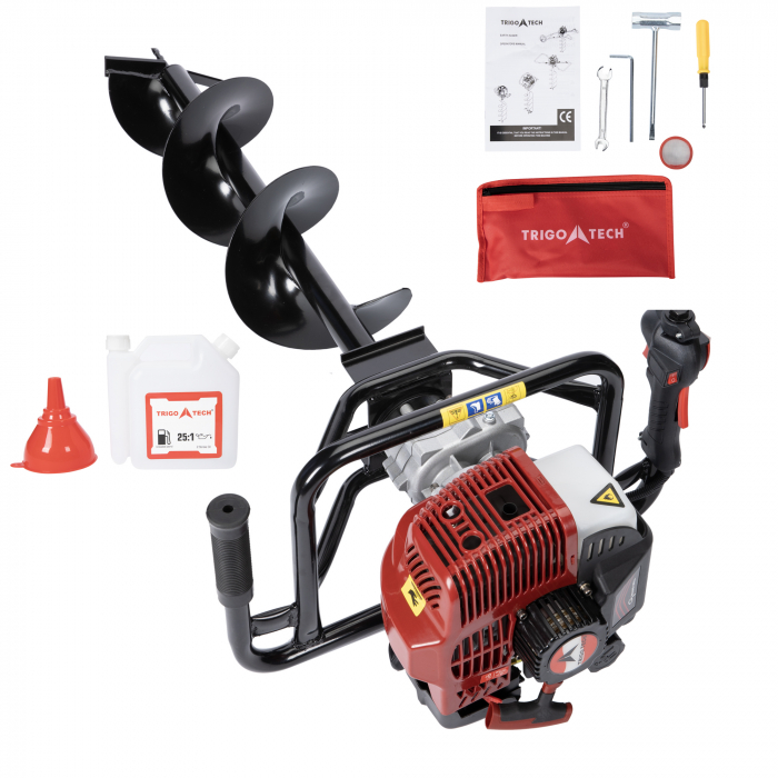 Motoburghiu Micul Fermier, 2 CP cu reductor + Burghiu 10 cm cu 80 cm , Foreza pentru pamant [6]