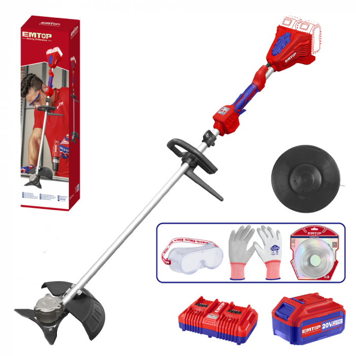 Motocoasă electrică/Trimmer EMTOP ELMR200285, 40V, motor fără perii, 2 acumulatori 4.0Ah, 330mm/255mm, accesorii incluse [7]
