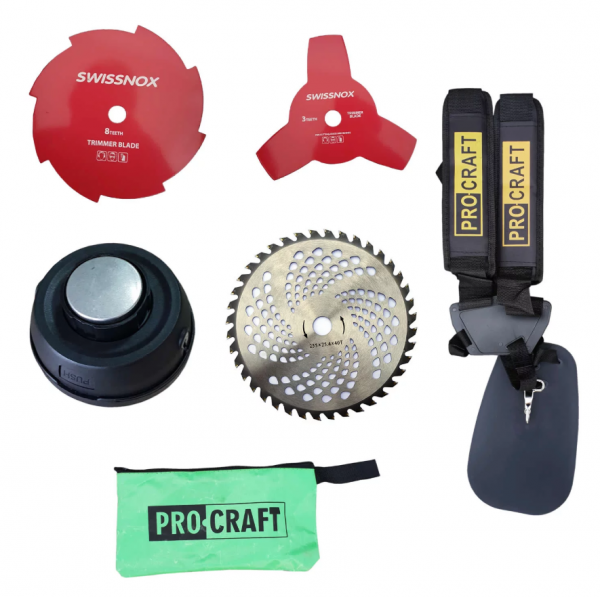PACHET Motocoasa PROCRAFT 4350, putere 6 CP, 58 CC, 5 accesorii, 4 moduri de taiere + Dispozitiv cap de drujba, de taiat crengile la inaltime [10]