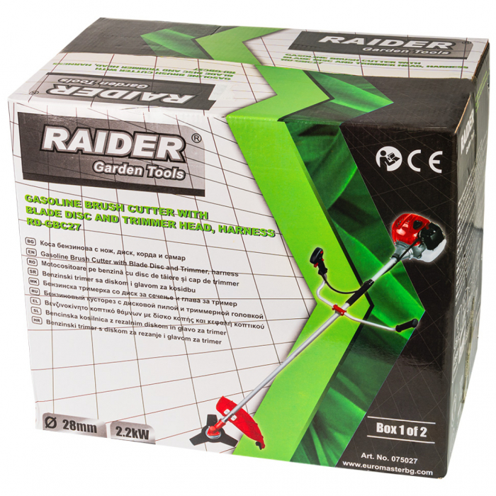 Motocoasă Raider RD‑GBC27, motor termic 3 CP, tijă dreaptă, coasă de gazon și tăiat buruieni [11]