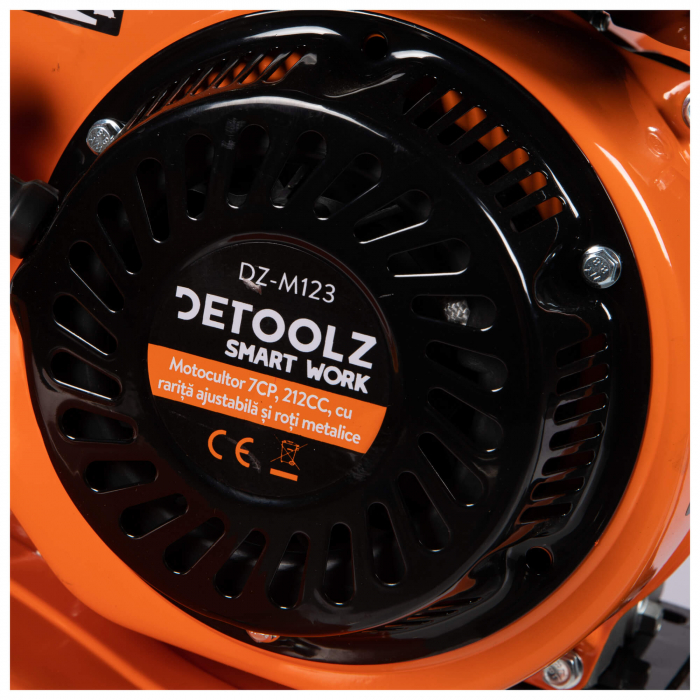 Motocultor DETOOLZ 7CP,motor benzina 4 timpi, 7 CP, 212 CC, adancime de lucru 29 cm, latime de lucru 90 cm, rarita ajustabila, roti metalice DZ-M123 [14]