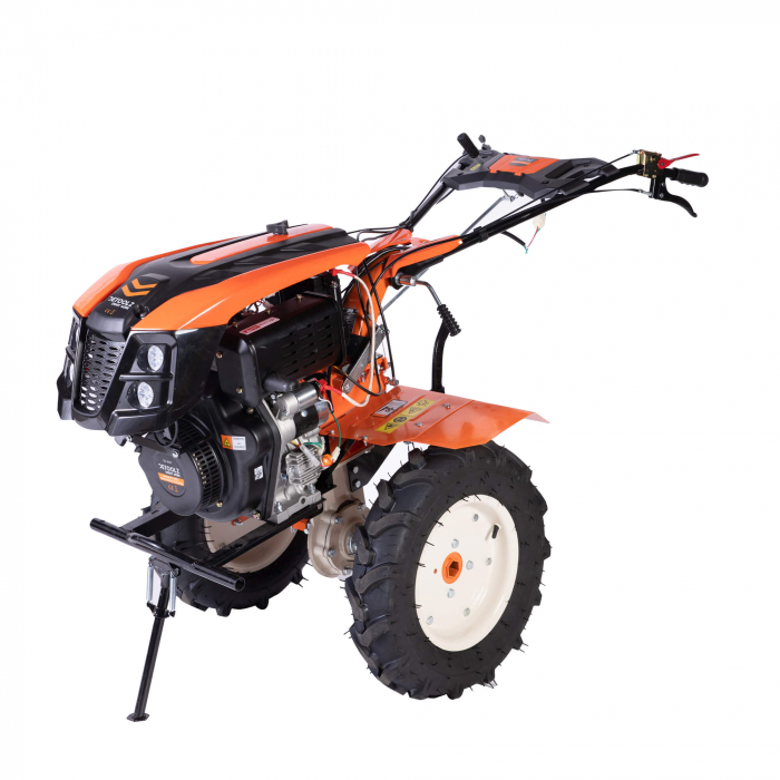 Motocultor DETOOLZ DZ-M127, 10 CP, 418 CC cu plug reversibil mare si roti metal, DZ-M127 [10]
