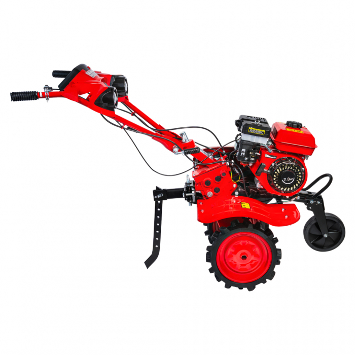 Motocultor Raider RD‑WT16, 7 CP (5,2 kW), far, lățime reglabilă 300–1200 mm, 2+1 viteze, 2 faruri [5]