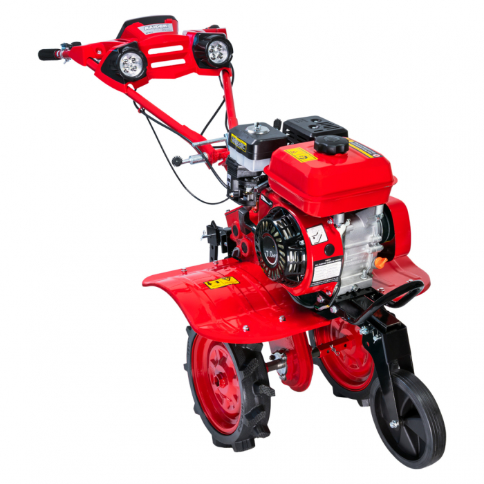 Motocultor Raider RD‑WT16, 7 CP (5,2 kW), far, lățime reglabilă 300–1200 mm, 2+1 viteze, 2 faruri [2]
