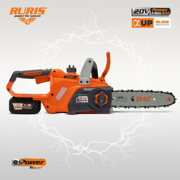 Motoferăstrău electric fără fir DAC 2524e, motor Brushless, 20V, șină 250 mm, rezervor ulei 220 ml, până la 54 tăieri [5]