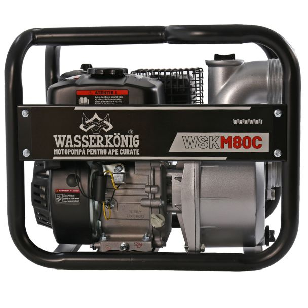 Motopompa 3" Wasserkonig WSKM80C, maxim 55 m³/ora , inaltime refulare max 30 m, motor euro V, benzina, putere 7 CP [2]