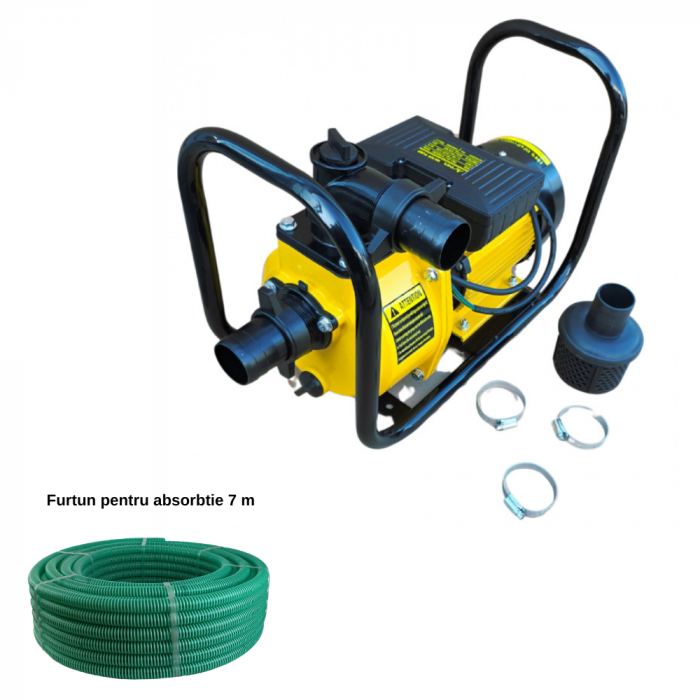 Pachet - Motopompa Electrica DRK, Model DSU-50, putere 2.2 KW, debit 28 m3/h, refulare pe 2 tol + Furtun pentru absorbtie, 7 m [1]