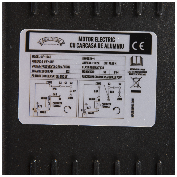 Motor electric 2800RPM 3KW cu carcasa de aluminiu Micul Fermier, GF-1545 [9]