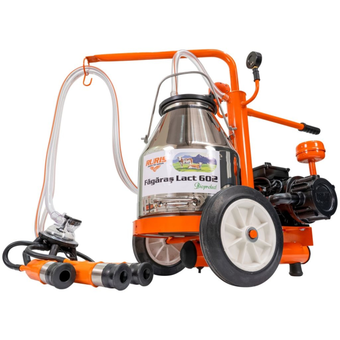 Mulgătoare Făgăraș Lact 602, motor 550 W, bidon inox 25 L, pompă vacuum 200 L/min, 1 post de mulgere, tanc vacuum 4 L, 220V [4]