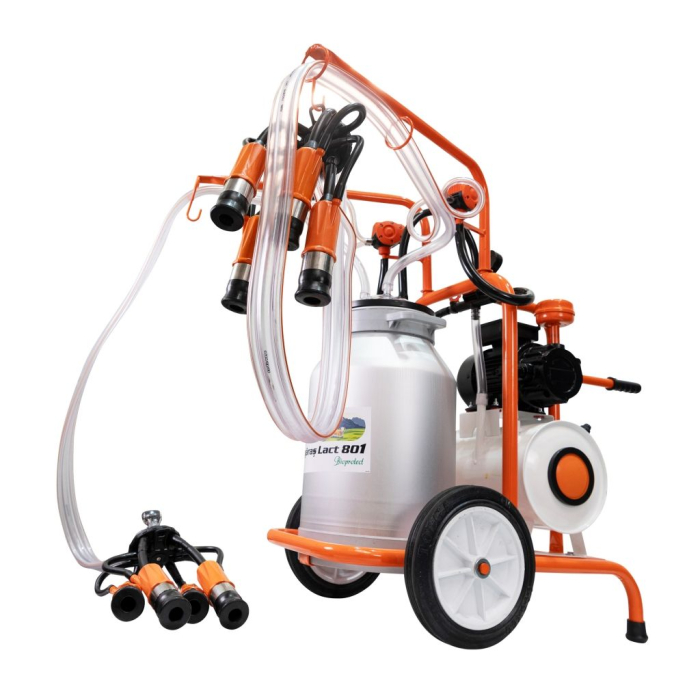 Mulgătoare Făgăraș Lact 801, motor 550 W, 2 posturi de mulgere, bidon aluminiu 40 L, pompă vacuum 200 L/min, tanc vacuum 18 L, 220V [3]