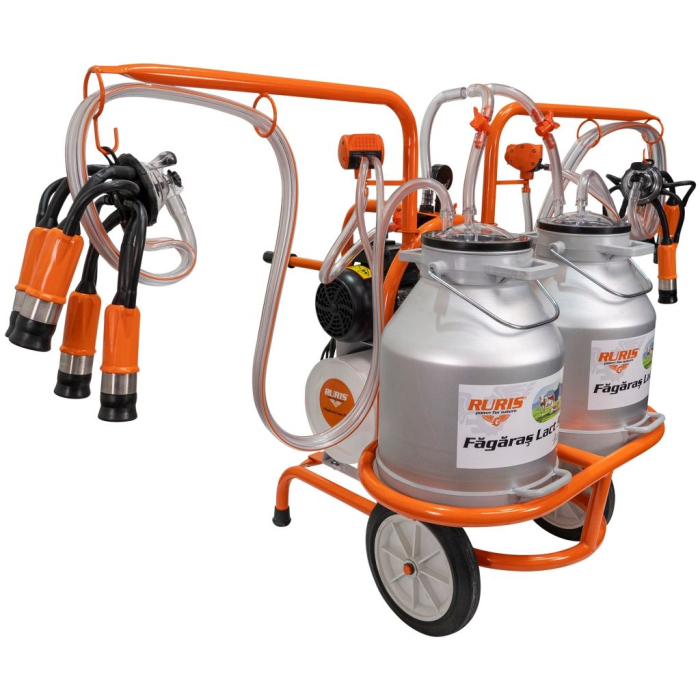 Mulgătoare Făgăraș Lact 901, motor 550 W, 2 posturi de mulgere, 2 bidoane aluminiu 30 L, pompă vacuum 200 L/min, tanc vacuum 18 L, 220V [4]