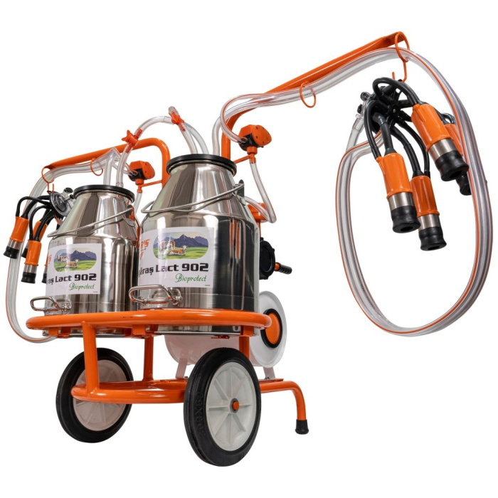 Mulgătoare Făgăraș Lact 902, motor 550 W, 2 posturi de mulgere, 2 bidoane inox 30 L, pompă vacuum 200 L/min, tanc vacuum 18 L, 220V [2]