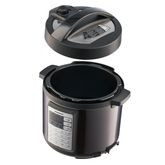 Multicooker cu gatire sub presiune Heinner Alacarte 38BK HPCK-38BK, 1000W, 3.8L, 14 programe, gatire sub presiune, presiune maxima 80 kPa (0.8 bar), afisaj LED, Negru/Inox [4]