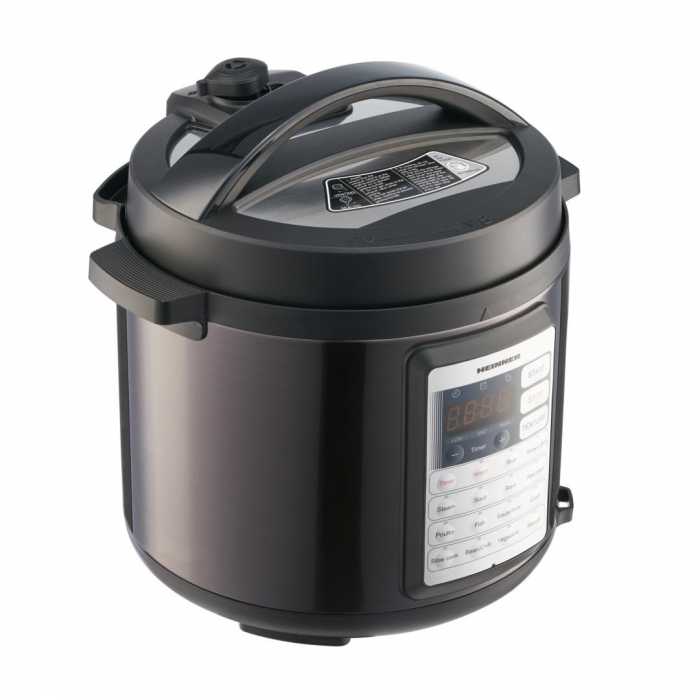 Multicooker cu gatire sub presiune Heinner Alacarte 38BK HPCK-38BK, 1000W, 3.8L, 14 programe, gatire sub presiune, presiune maxima 80 kPa (0.8 bar), afisaj LED, Negru/Inox [5]