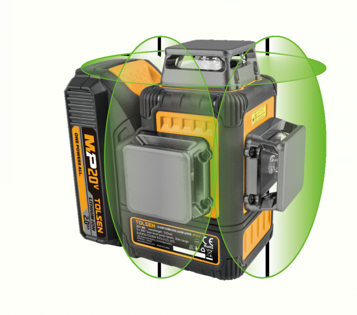Nivela laser 3D, Unitate laser Osram, 3x360º, verde, 520 nm, acumulator Li-ion, cu cutie, MP20V, industrial [1]